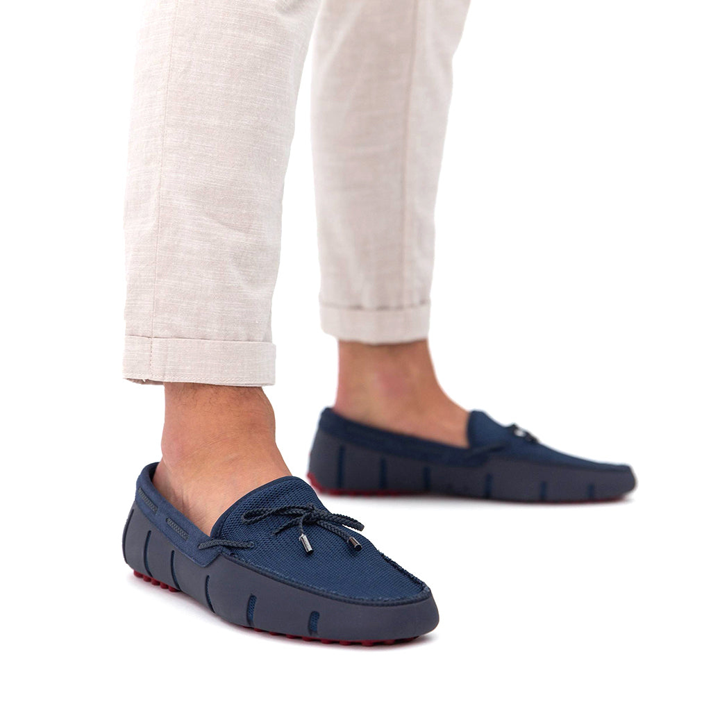 Braided Lace Lux Loafer Driver Navy/Deep Red – Swims Australia